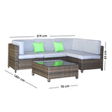 NNEDSZ  Decor 5 Piece Outdoor Sofa Set Rattan Oatmeal Black Patio Garden Lounge