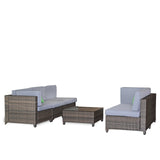 NNEDSZ  Decor 5 Piece Outdoor Sofa Set Rattan Oatmeal Black Patio Garden Lounge