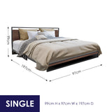 NNEDSZ  Decor  Bed Frame With Headboard Black Wood Steel Platform Bed - Single - Black