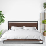NNEDSZ  Decor  Bed Frame With Headboard Black Wood Steel Platform Bed - Single - Black