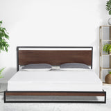 NNEDSZ  Decor  Bed Frame With Headboard Black Wood Steel Platform Bed - Single - Black