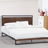 NNEDSZ  Decor  Bed Frame With Headboard Black Wood Steel Platform Bed - Single - Black