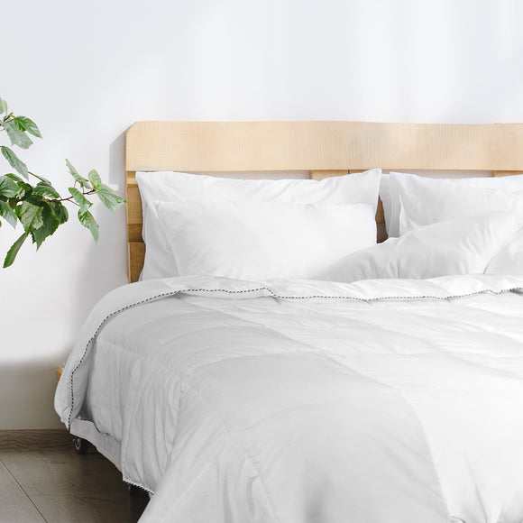 NNEDSZ Comfort Bamboo Blend Quilt 250GSM Luxury Doona Duvet 100% Cotton Cover Queen White