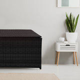 NNEDSZ  Furniture Outdoor Rattan Storage Box Garden Toy Tools Shed UV Resistant - Black
