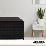 NNEDSZ  Furniture Outdoor Rattan Storage Box Garden Toy Tools Shed UV Resistant - Black