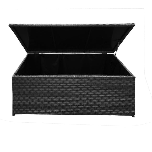 NNEDSZ  Furniture Outdoor Rattan Storage Box Garden Toy Tools Shed UV Resistant - Black