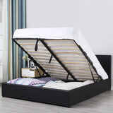 NNEDSZ  Luxury Gas Lift Bed Frame And Headboard Double Queen King Black Dark Grey - Queen - Black