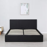 NNEDSZ  Luxury Gas Lift Bed Frame And Headboard Double Queen King Black Dark Grey - Queen - Black