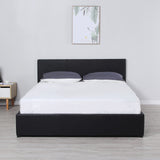 NNEDSZ  Luxury Gas Lift Bed Frame And Headboard Double Queen King Black Dark Grey - King - Black