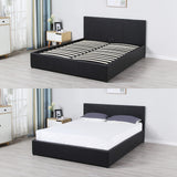 NNEDSZ  Luxury Gas Lift Bed Frame And Headboard Double Queen King Black Dark Grey - King - Black