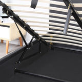 NNEDSZ  Luxury Gas Lift Bed Frame And Headboard Double Queen King Black Dark Grey - King - Black