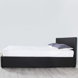 NNEDSZ  Luxury Gas Lift Bed Frame And Headboard Double Queen King Black Dark Grey - King - Black