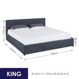 NNEDSZ  Luxury Gas Lift Bed Frame And Headboard Double Queen King Black Dark Grey - King - Black