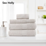 NNEDSZ Comfort 4 Piece Cotton Bamboo Towel Set 450GSM Luxurious Absorbent Plush  Sea Holly