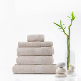 NNEDSZ Comfort 5 Piece Cotton Bamboo Towel Set 450GSM Luxurious Absorbent Plush  Beige