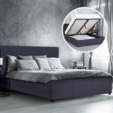 NNEDSZ  Luxury Gas Lift Bed Frame Base And Headboard With Storage - Queen - Charcoal