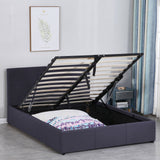 NNEDSZ  Luxury Gas Lift Bed Frame Base And Headboard With Storage - Queen - Charcoal