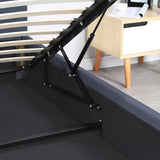 NNEDSZ  Luxury Gas Lift Bed Frame Base And Headboard With Storage - Queen - Charcoal