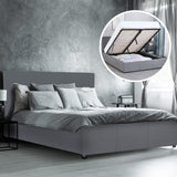 NNEDSZ  Luxury Gas Lift Bed Frame Base And Headboard With Storage - King - Grey