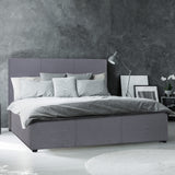NNEDSZ  Luxury Gas Lift Bed Frame Base And Headboard With Storage - King - Grey