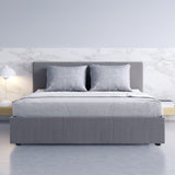 NNEDSZ  Luxury Gas Lift Bed Frame Base And Headboard With Storage - King - Grey