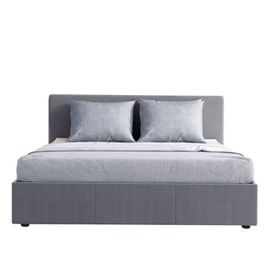 NNEDSZ  Luxury Gas Lift Bed Frame Base And Headboard With Storage - King - Grey