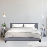 NNEDSZ   Luxury Bed Frame Base And Headboard Solid Wood Padded Linen Fabric - King Single - Grey