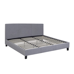 NNEDSZ   Luxury Bed Frame Base And Headboard Solid Wood Padded Linen Fabric - King Single - Grey