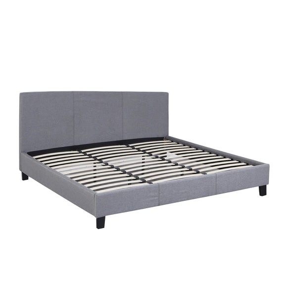 NNEDSZ   Luxury Bed Frame Base And Headboard Solid Wood Padded Linen Fabric - King Single - Grey