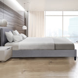 NNEDSZ   Luxury Bed Frame Base And Headboard Solid Wood Padded Linen Fabric - Queen - Grey