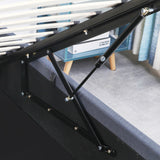 NNEDSZ   Luxury Gas Lift Bed Frame Base And Headboard With Storage - Single - Charcoal