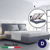 NNEDSZ   Luxury Gas Lift Bed Frame Base And Headboard With Storage - Double - Charcoal