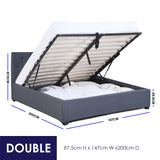 NNEDSZ   Luxury Gas Lift Bed Frame Base And Headboard With Storage - Double - Charcoal