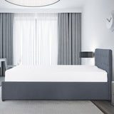 NNEDSZ   Luxury Gas Lift Bed Frame Base And Headboard With Storage - Queen - Grey