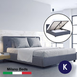 NNEDSZ   Luxury Gas Lift Bed Frame Base And Headboard With Storage - King - Charcoal