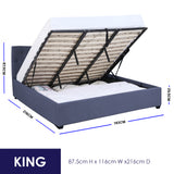 NNEDSZ   Luxury Gas Lift Bed Frame Base And Headboard With Storage - King - Charcoal