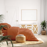 NNEDSZ 1000 Thread Count Hotel Grade Bamboo Cotton Quilt Cover Pillowcases Set Queen Cinnamon