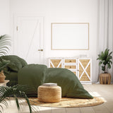 NNEDSZ 1000 Thread Count Hotel Grade Bamboo Cotton Quilt Cover Pillowcases Set Queen Olive