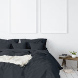 NNEDSZ 1000 Thread Count Hotel Grade Bamboo Cotton Quilt Cover Pillowcases Set Queen Charcoal