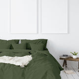 NNEDSZ  1000 Thread Count Hotel Grade Bamboo Cotton Quilt Cover Pillowcases Set - King - Olive