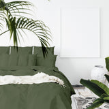 NNEDSZ  1000 Thread Count Hotel Grade Bamboo Cotton Quilt Cover Pillowcases Set - King - Olive