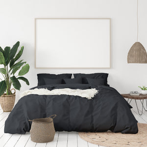 NNEDSZ  1000 Thread Count Hotel Grade Bamboo Cotton Quilt Cover Pillowcases Set - King - Charcoal