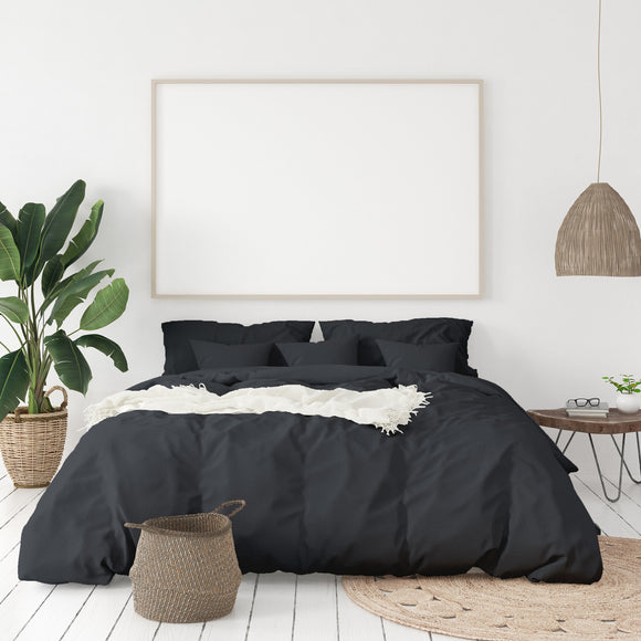 NNEDSZ  1000 Thread Count Hotel Grade Bamboo Cotton Quilt Cover Pillowcases Set - King - Charcoal