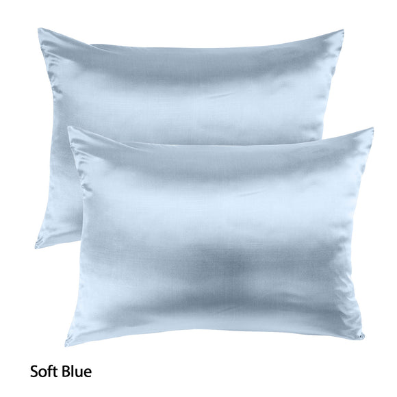 NNEDSZ Comfort Mulberry Soft Silk Hypoallergenic Pillowcase Twin Pack 51 x 76cm 51 x 76 cm Soft Blue