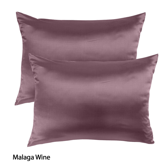 NNEDSZ Comfort Mulberry Soft Silk Hypoallergenic Pillowcase Twin Pack 51 x 76cm 51 x 76 cm Malaga Wine