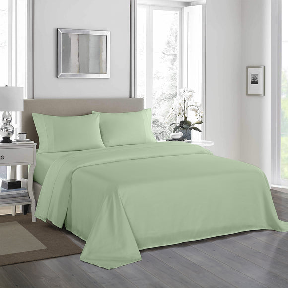 NNEDSZ Comfort 1200 Thread Count Sheet Set 4 Piece Ultra Soft Satin Weave Finish King Sage Green