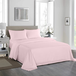 NNEDSZ Comfort 1200 Thread Count Sheet Set 4 Piece Ultra Soft Satin Weave Finish King Soft Pink