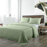 NNEDSZ Comfort Bamboo Blended Sheet & Pillowcases Set 1000TC Ultra Soft Bedding Queen Sage Green