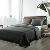 NNEDSZ Comfort Bamboo Blended Sheet & Pillowcases Set 1000TC Ultra Soft Bedding Queen Charcoal