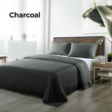 NNEDSZ Comfort Bamboo Blended Sheet & Pillowcases Set 1000TC Ultra Soft Bedding Queen Charcoal
